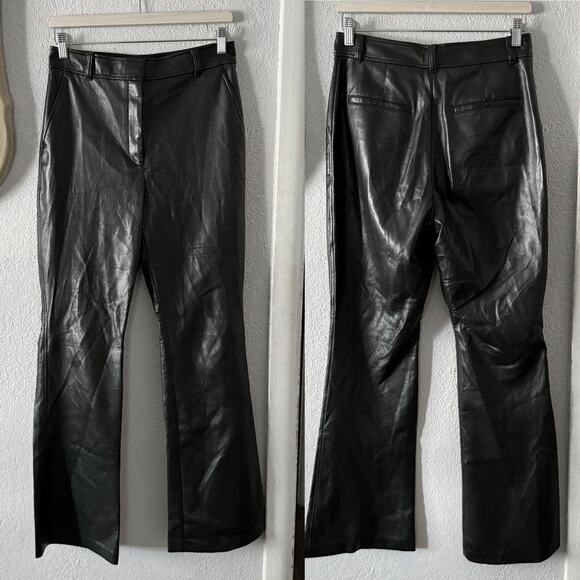 Aritzia Babaton Command Faux Leather Pants Black Size 8 Straight Leg High Waist - Picture 3 of 10